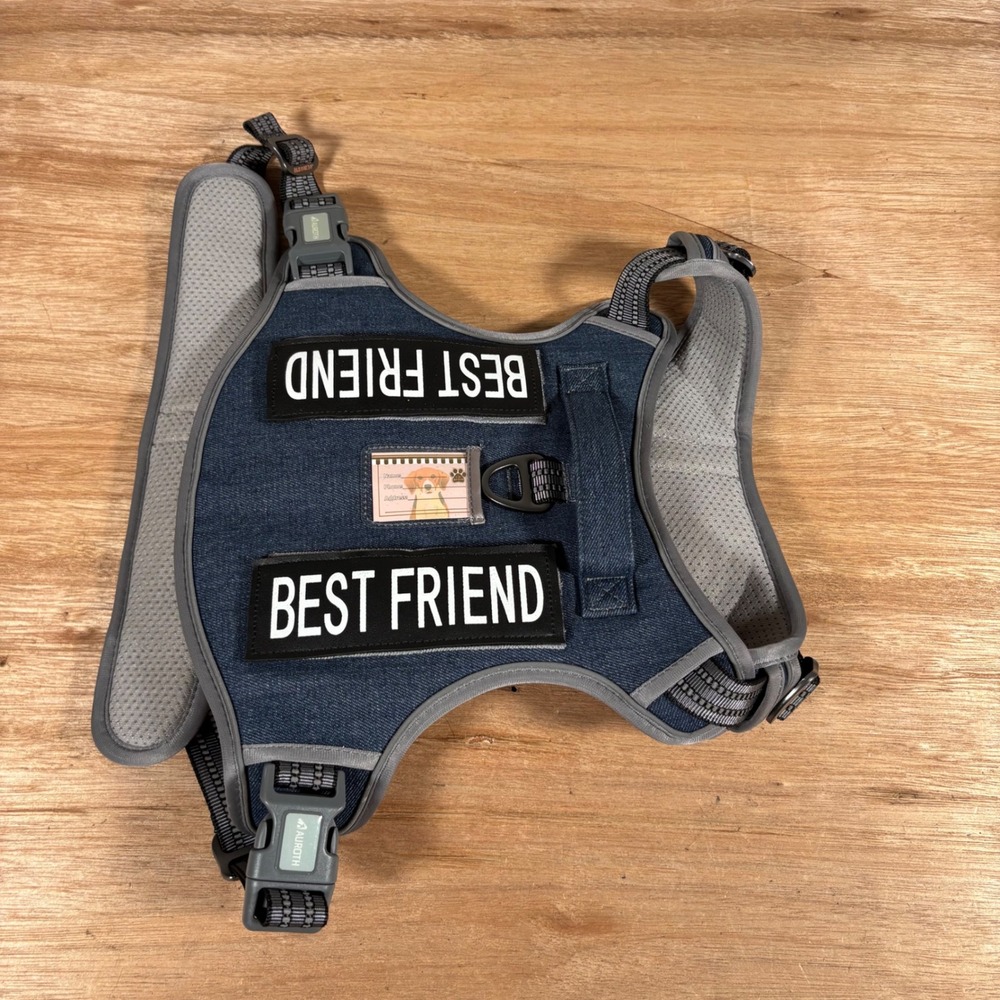 Auroth Tactical Dog Harness Blue Denim Best Friend Patch XL Vest Adjustable